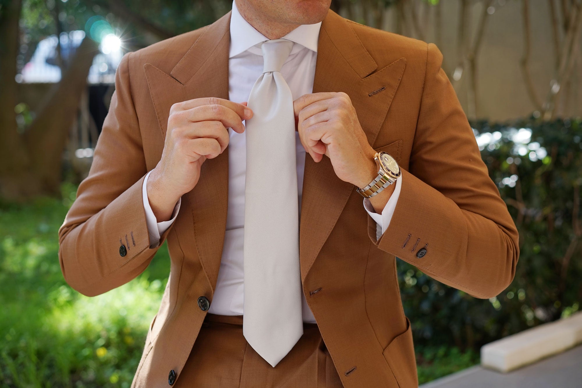 Light Grey Satin Necktie