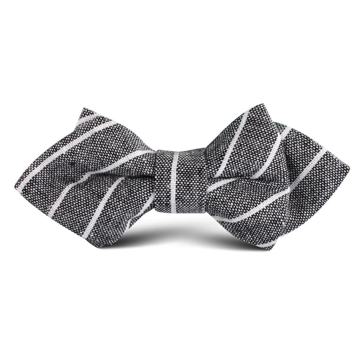 Kettle Linen Black Pinstripe Kids Diamond Bow Tie