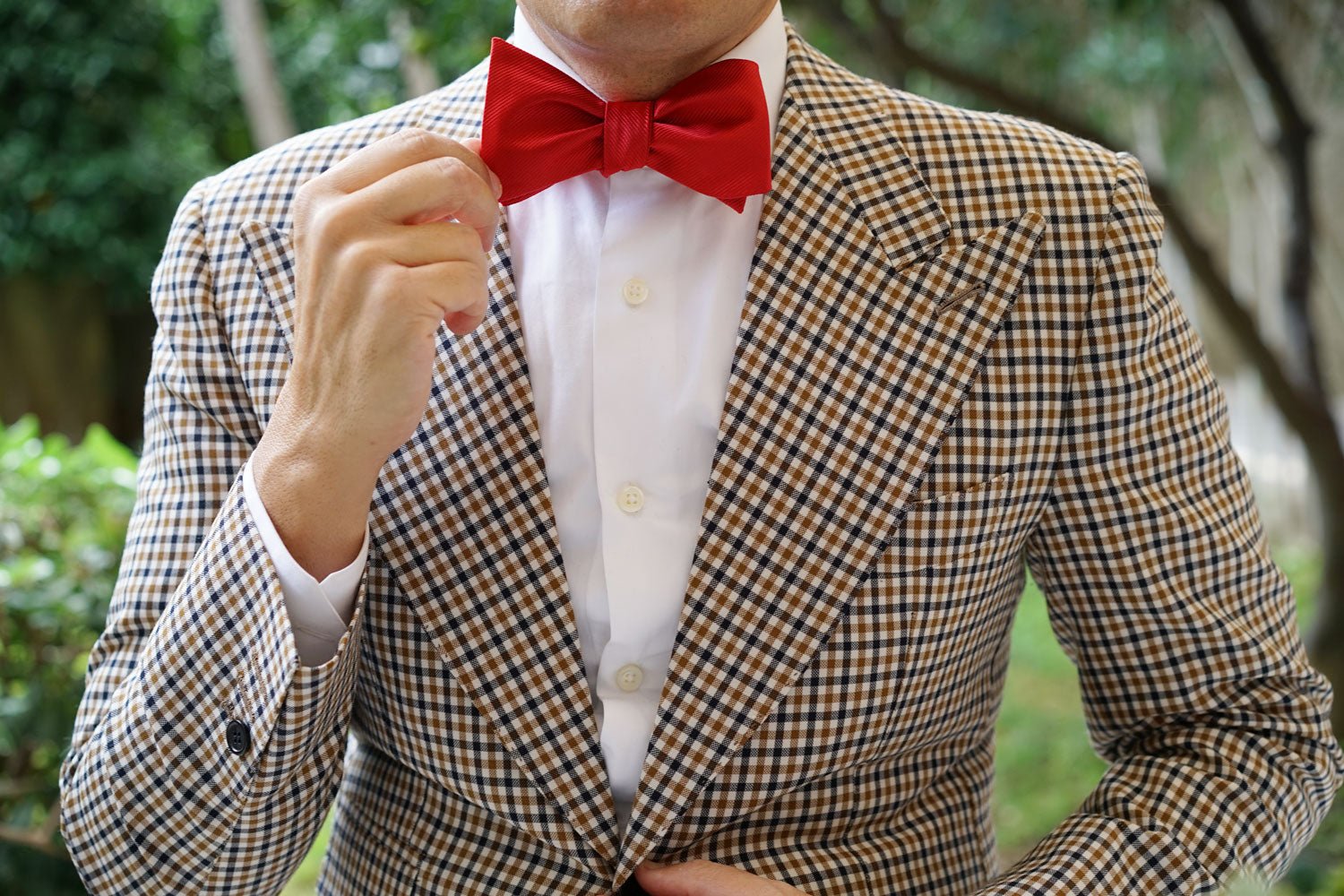 Red Cherry Twill Self Bow Tie