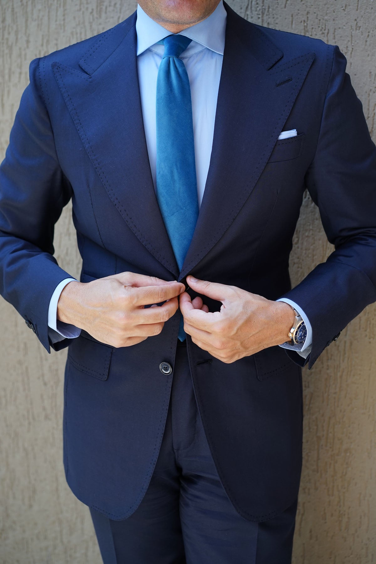 Teal Blue Velvet Skinny Tie