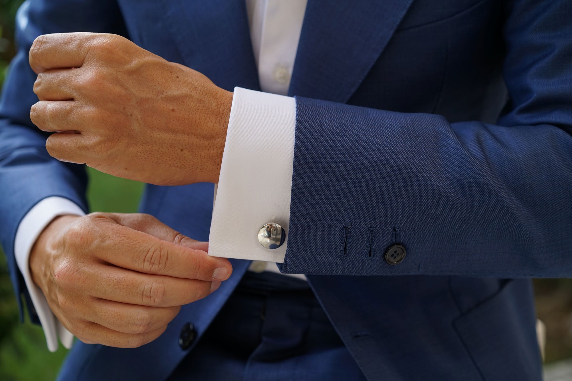 Silver Circle Clear Face Cufflinks