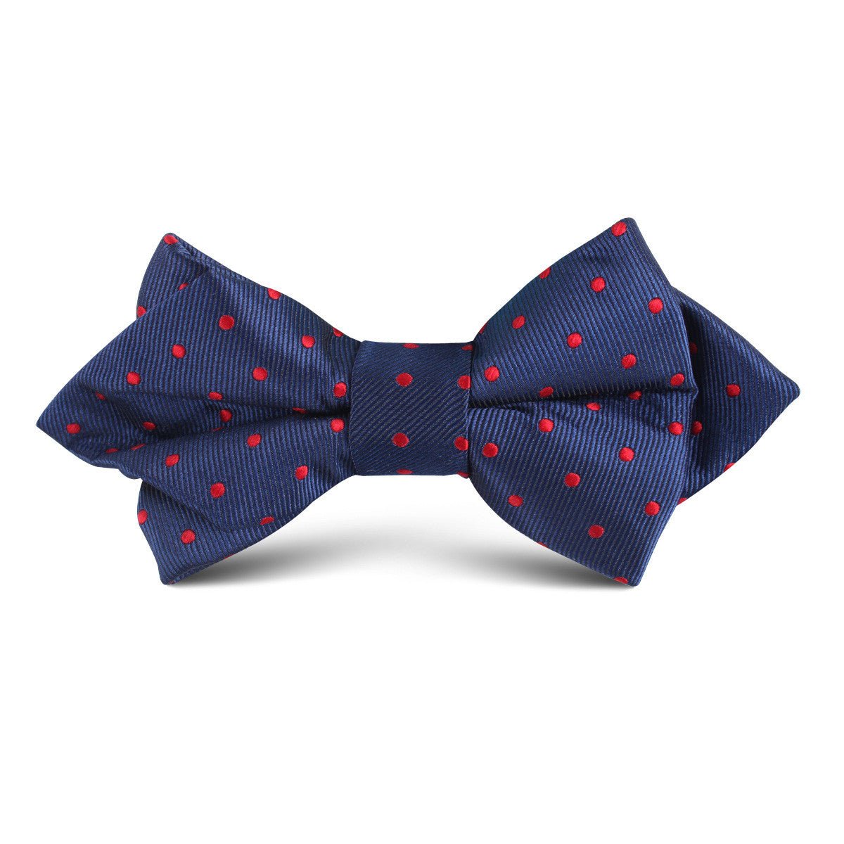 Navy on Red Mini Pin Dots Kids Diamond Bow Tie