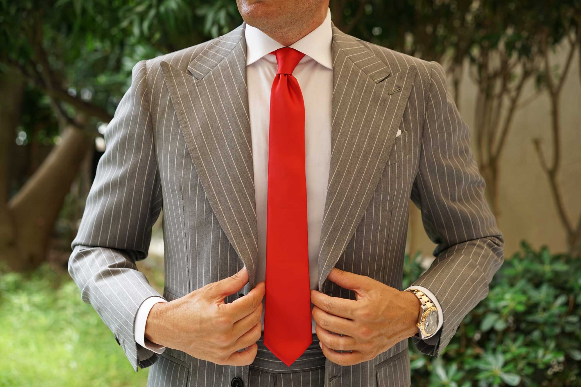 Red Cherry Satin Skinny Tie