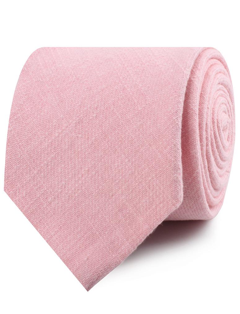 Baby Pink Chevron Linen Necktie