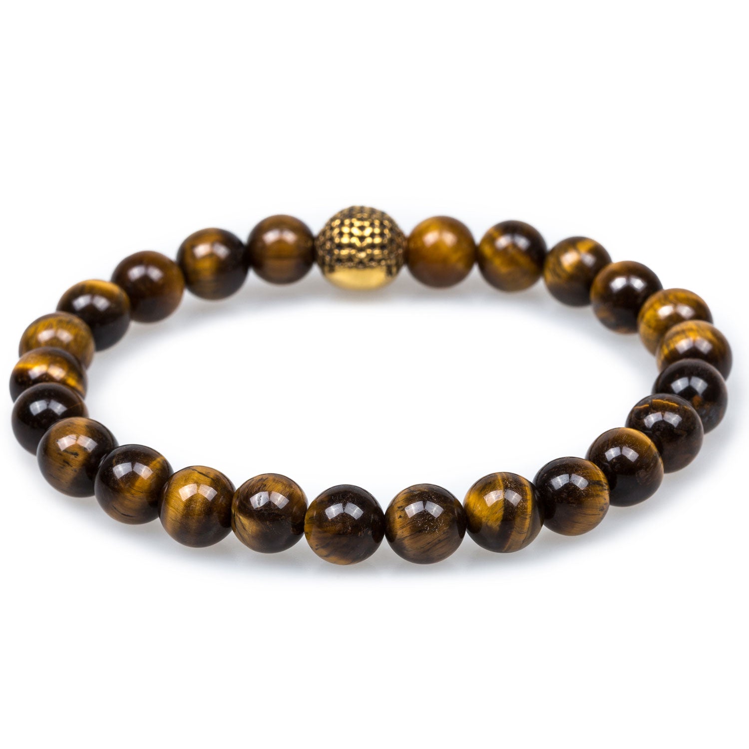 Amazonian Yellow Tiger's Eye Gold Skull Bracelet