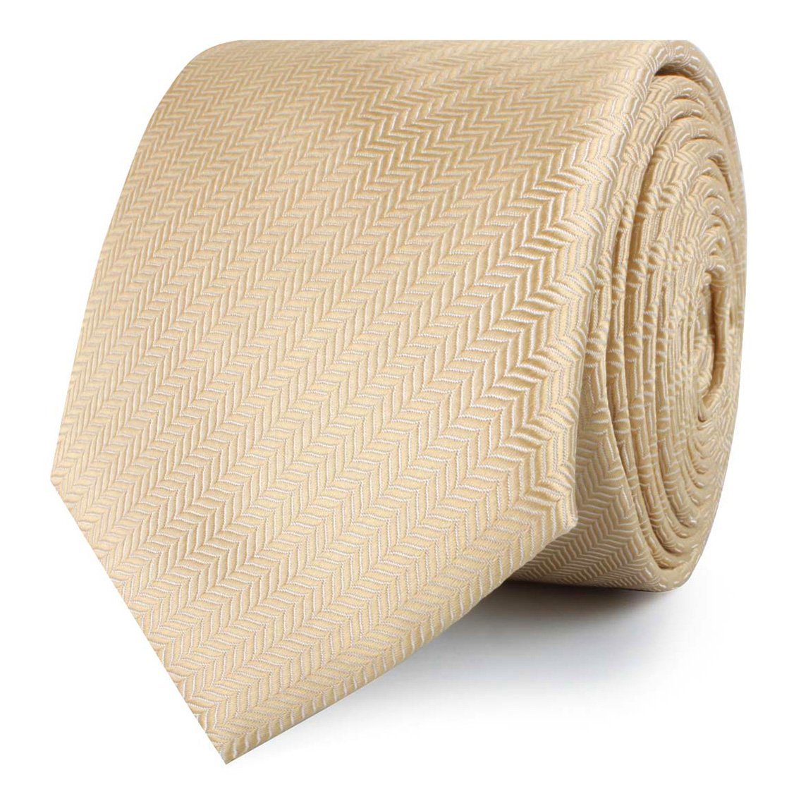 Champagne Gold Herringbone Chevron Skinny Tie