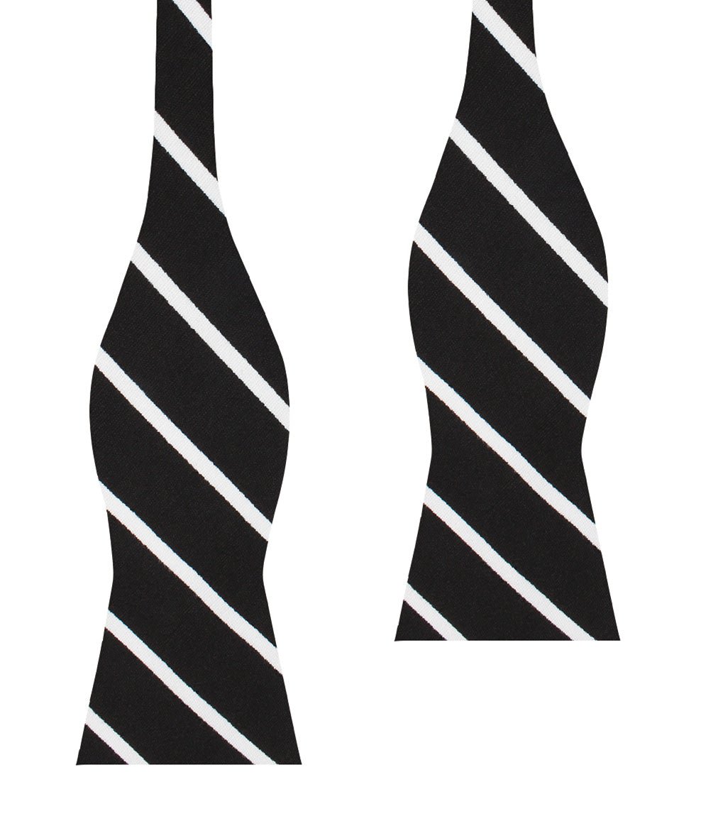 Onyx Black Pencil Striped Linen Self Bow Tie