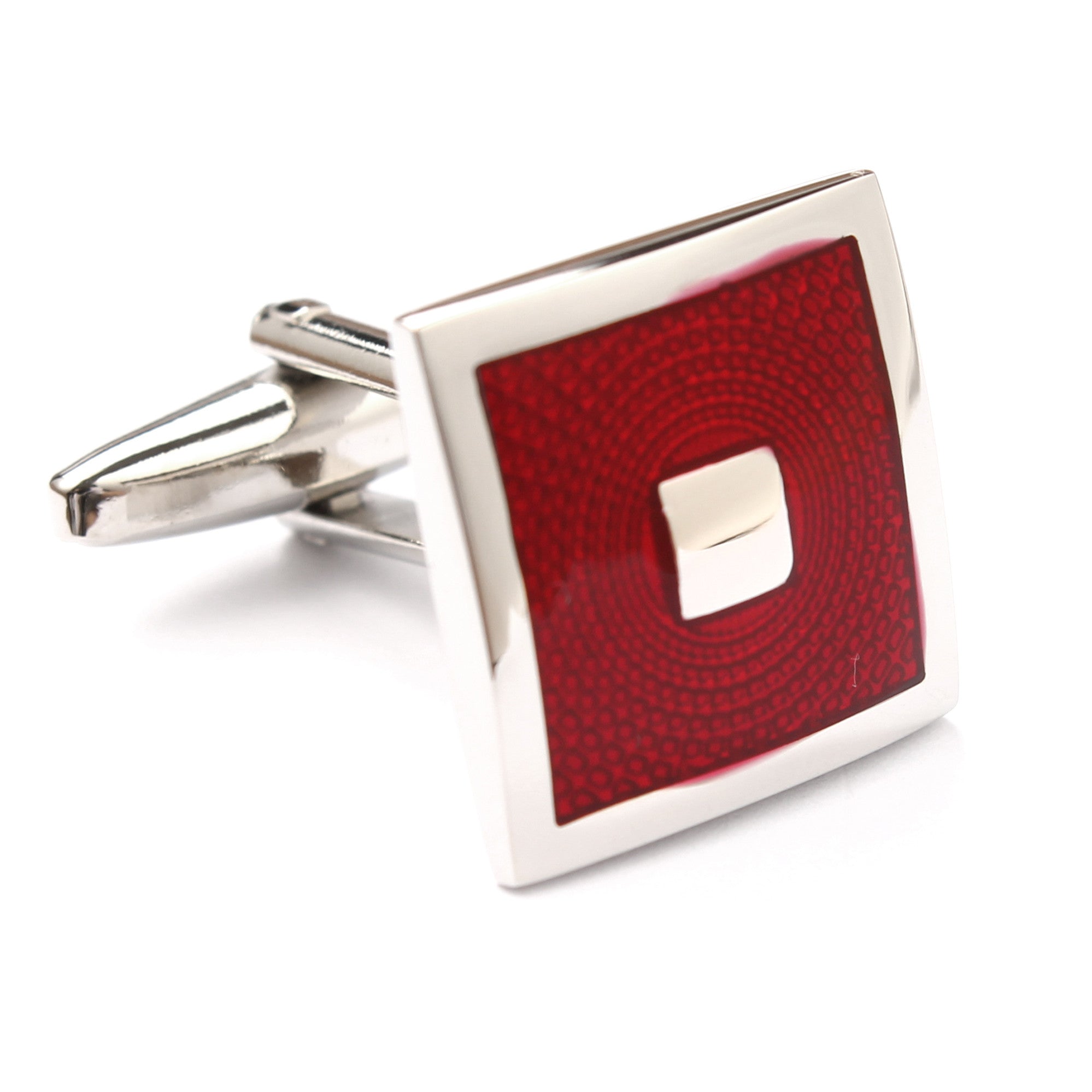 Silver Red Square Cufflinks