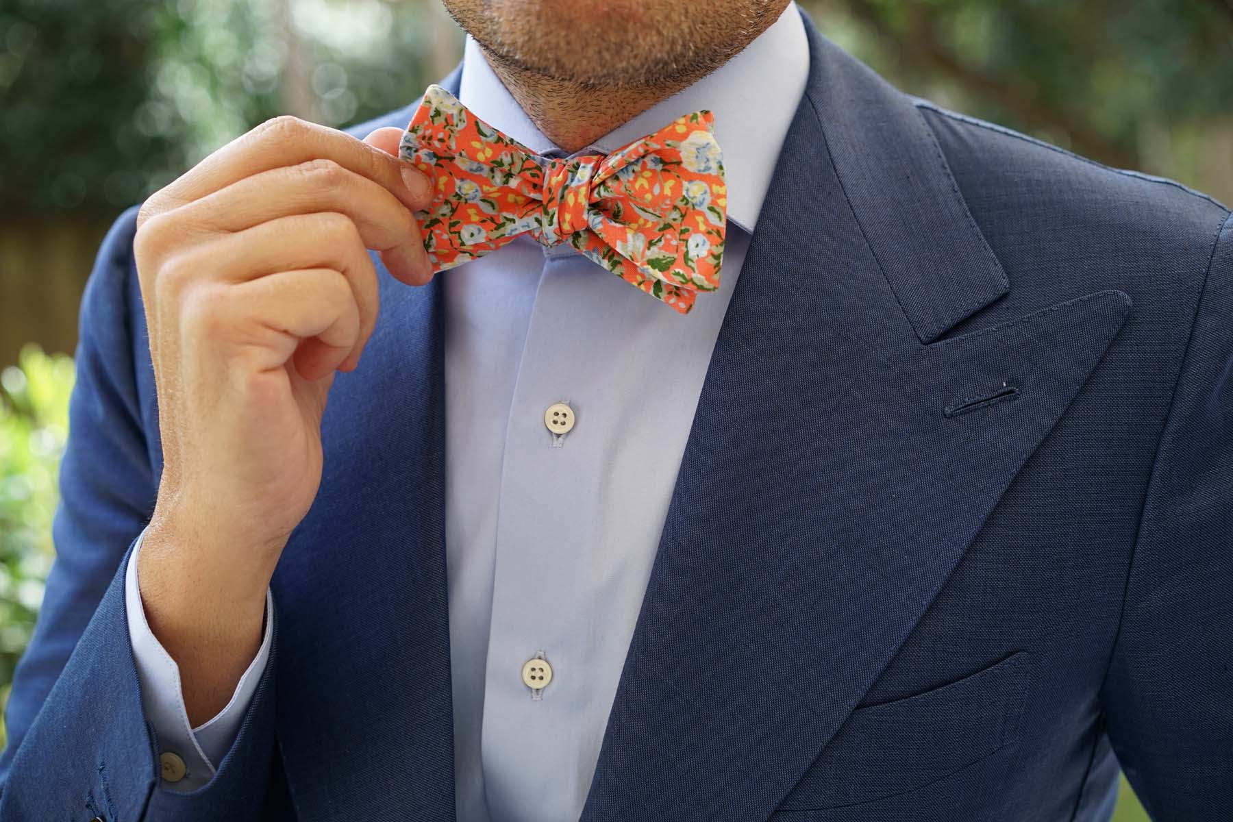 Cayman Island Floral Self Bow Tie