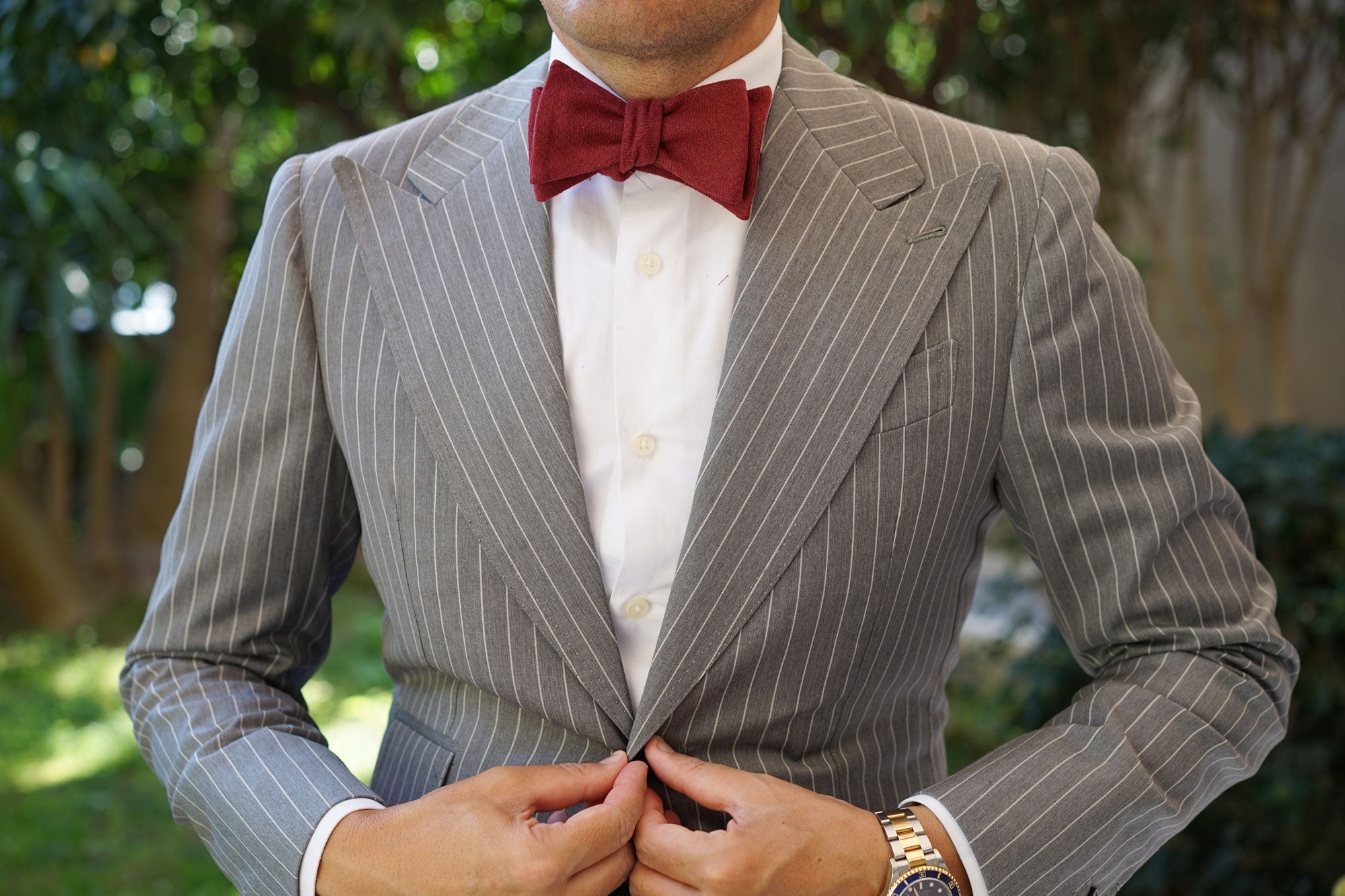 Cabernet Burgundy Linen Self Bow Tie