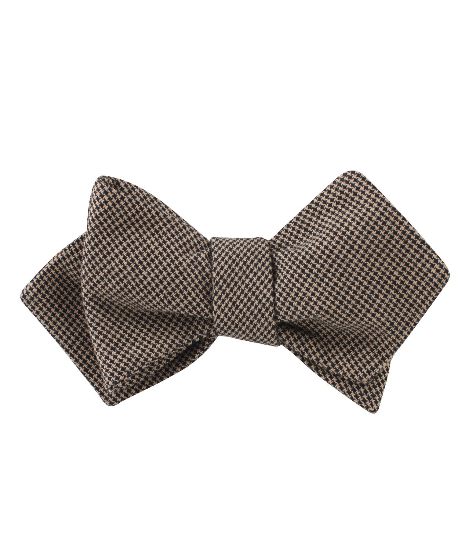 Khaki Black Houndstooth Blend Diamond Self Bow Tie