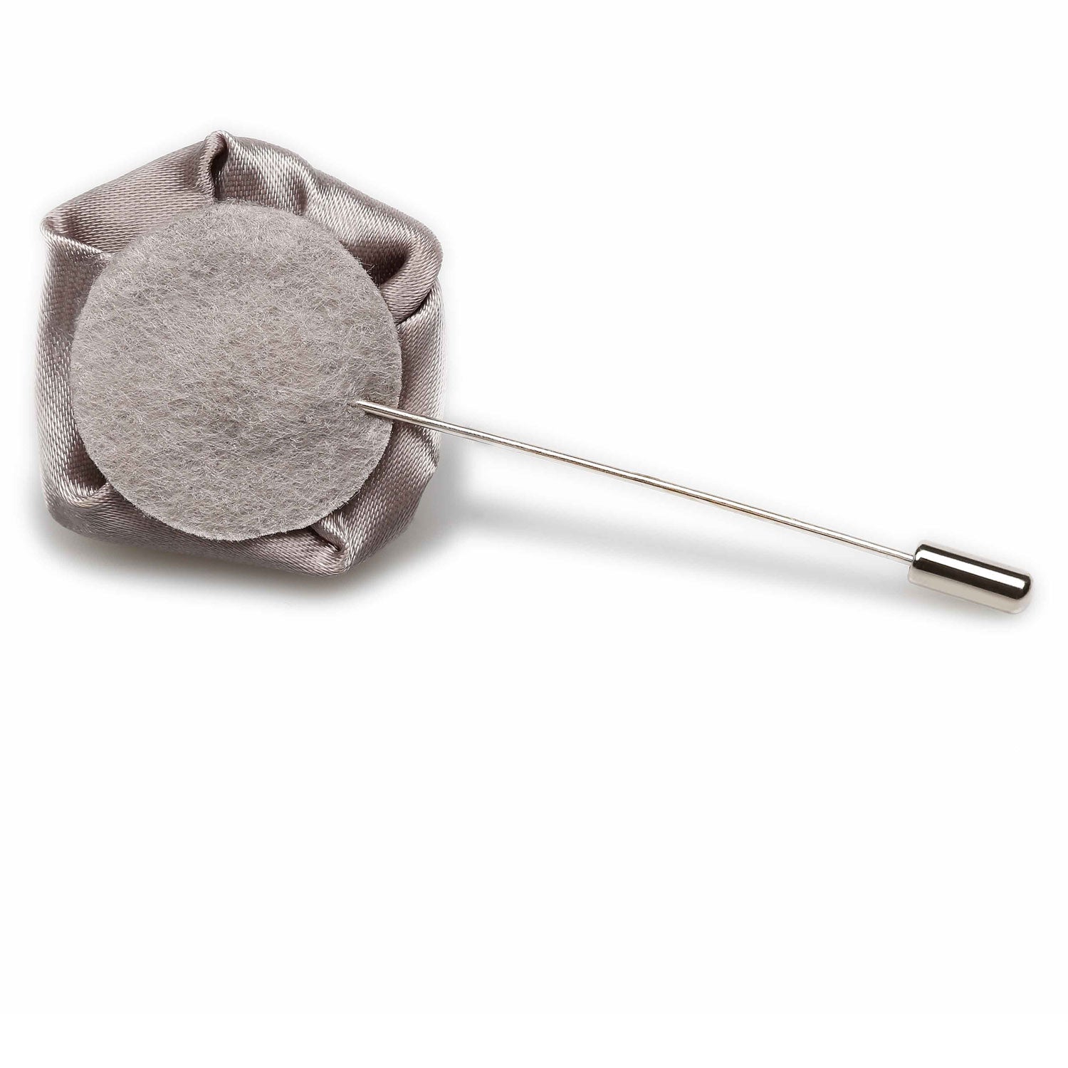 Grey Satin Rose Lapel Pin