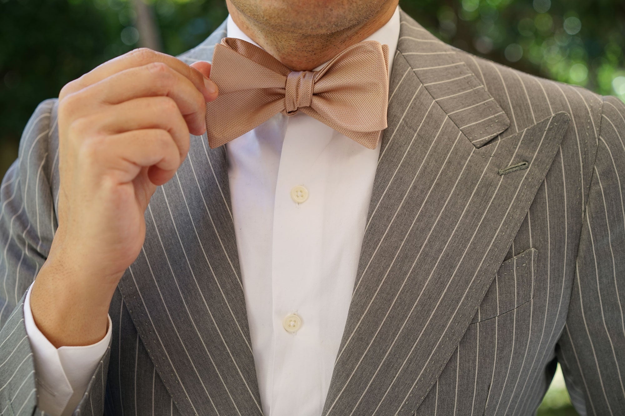 Champagne Gold Metallic Weave Self Bow Tie