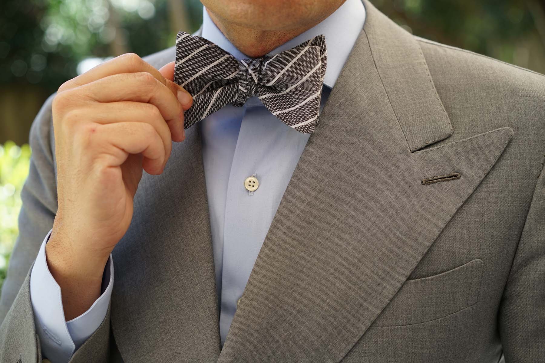 Kettle Linen Black Pinstripe Self Bow Tie