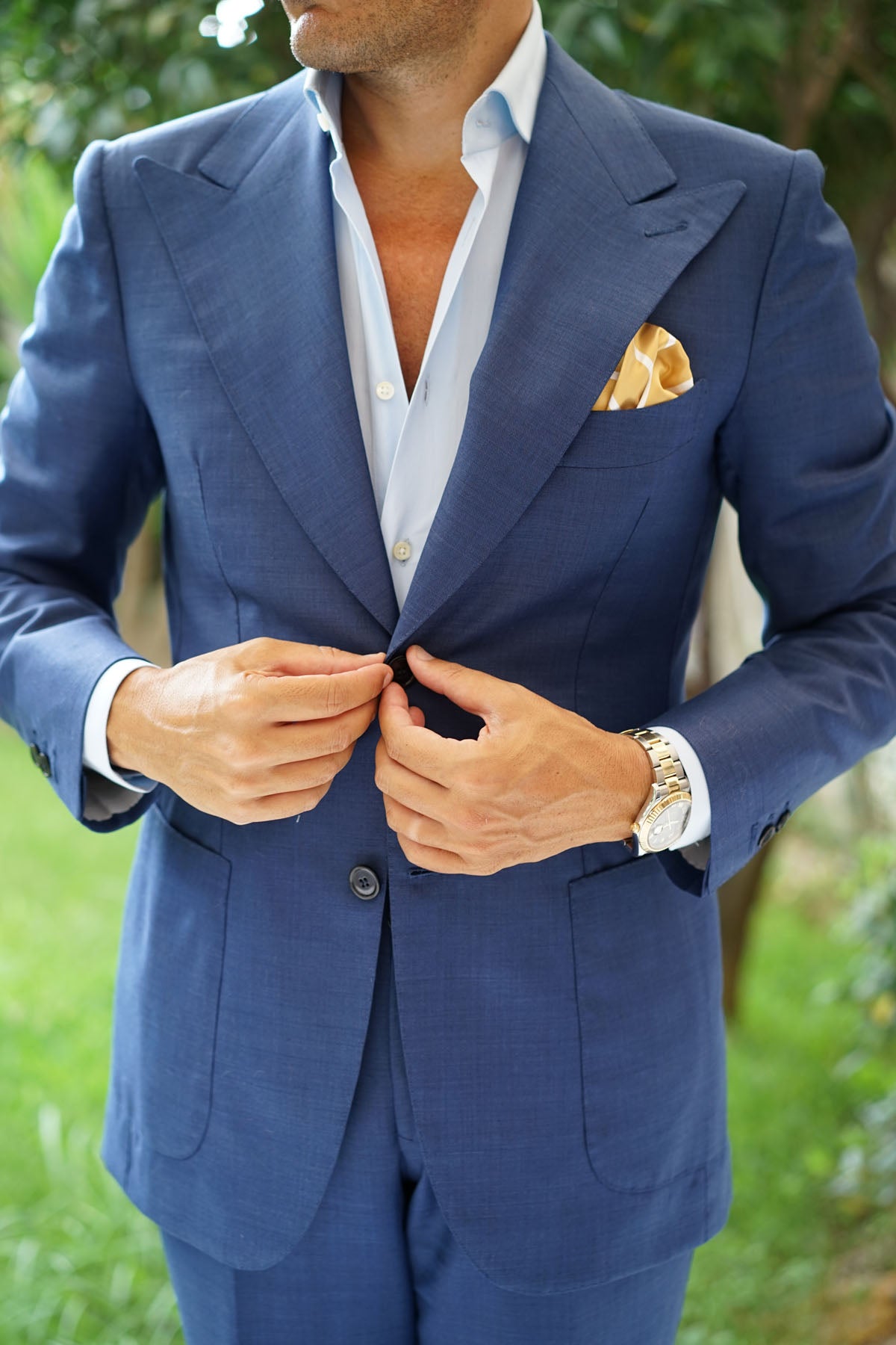 Gold Striped Pocket Square