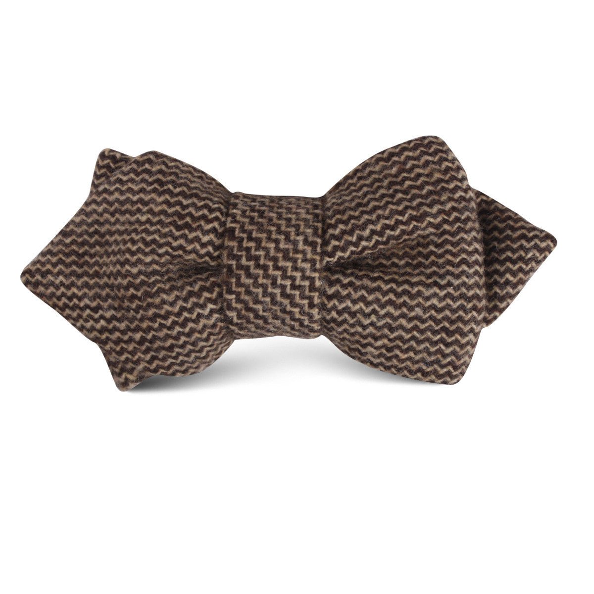 Espresso Brown Zigzag Wool Kids Diamond Bow Tie