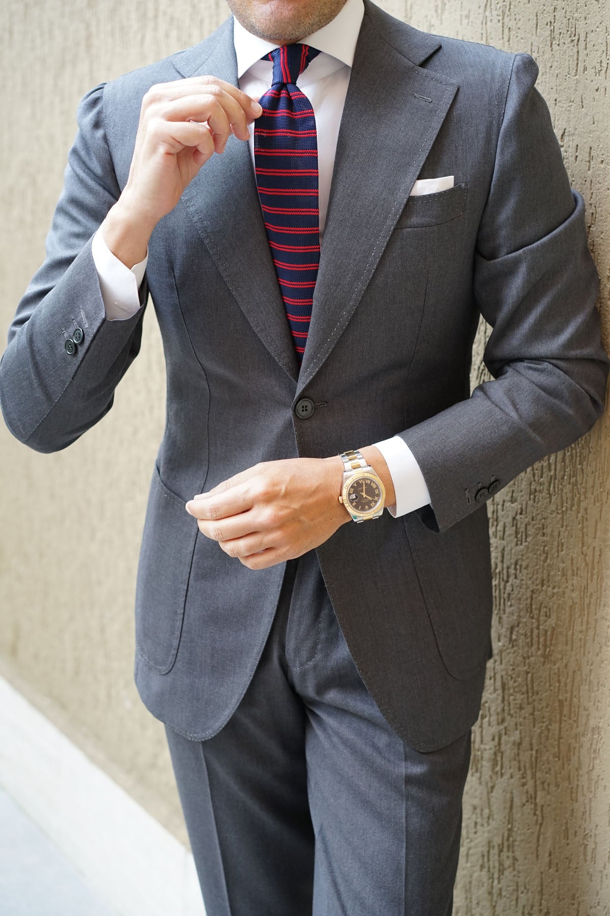 La Phoenix Striped Knitted Tie