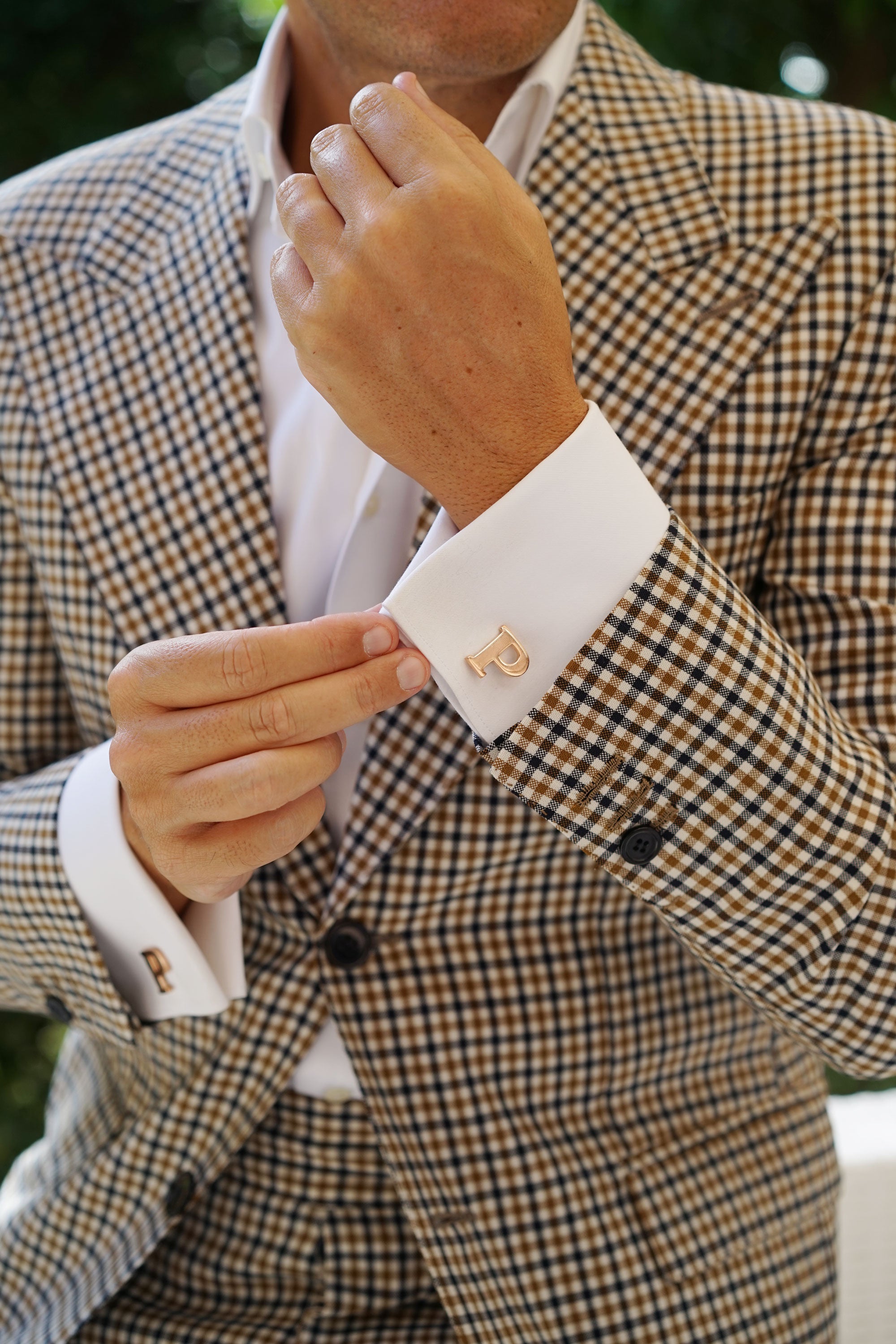 Rose Gold Letter P Cufflinks