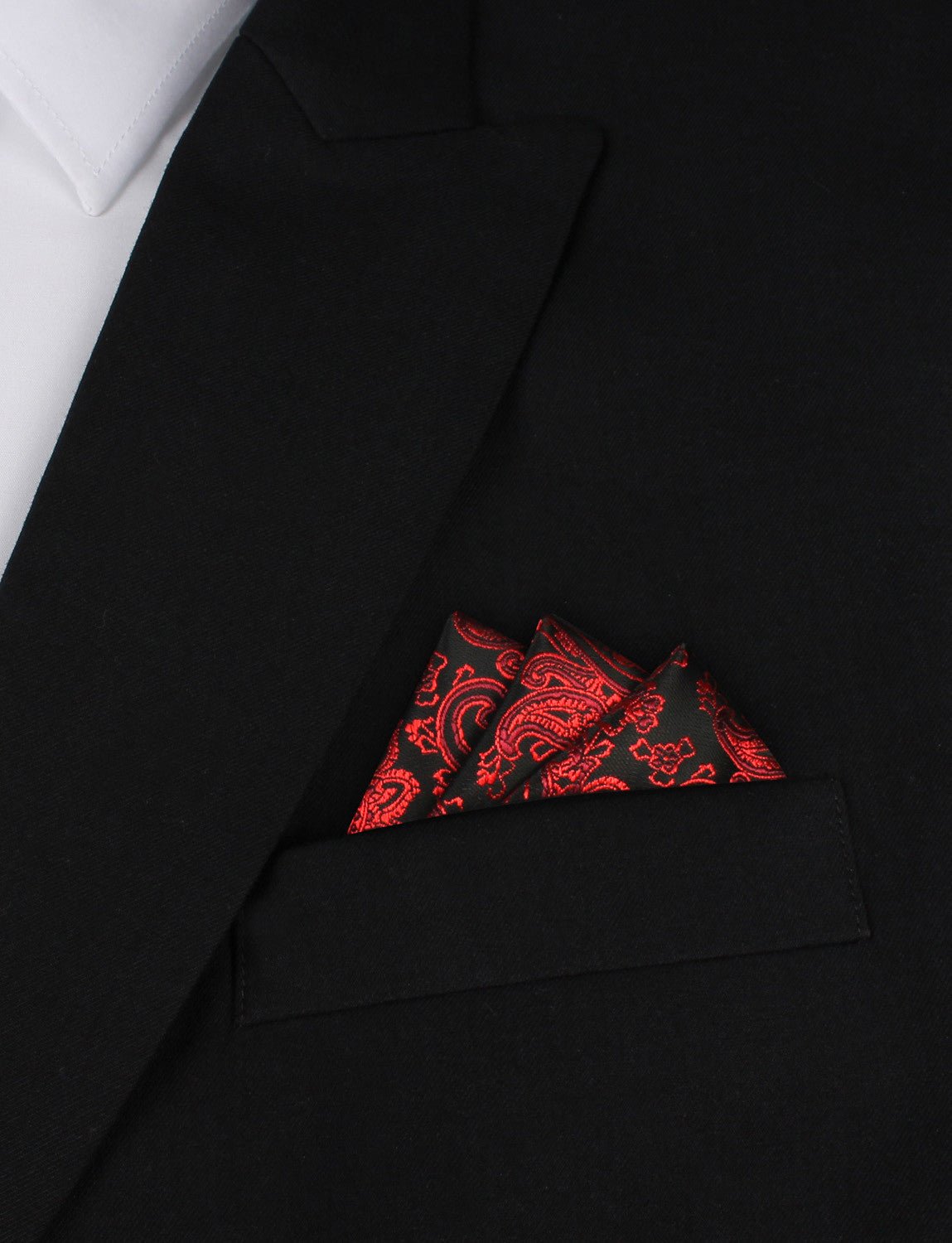 Paisley Red and Black Pocket Square