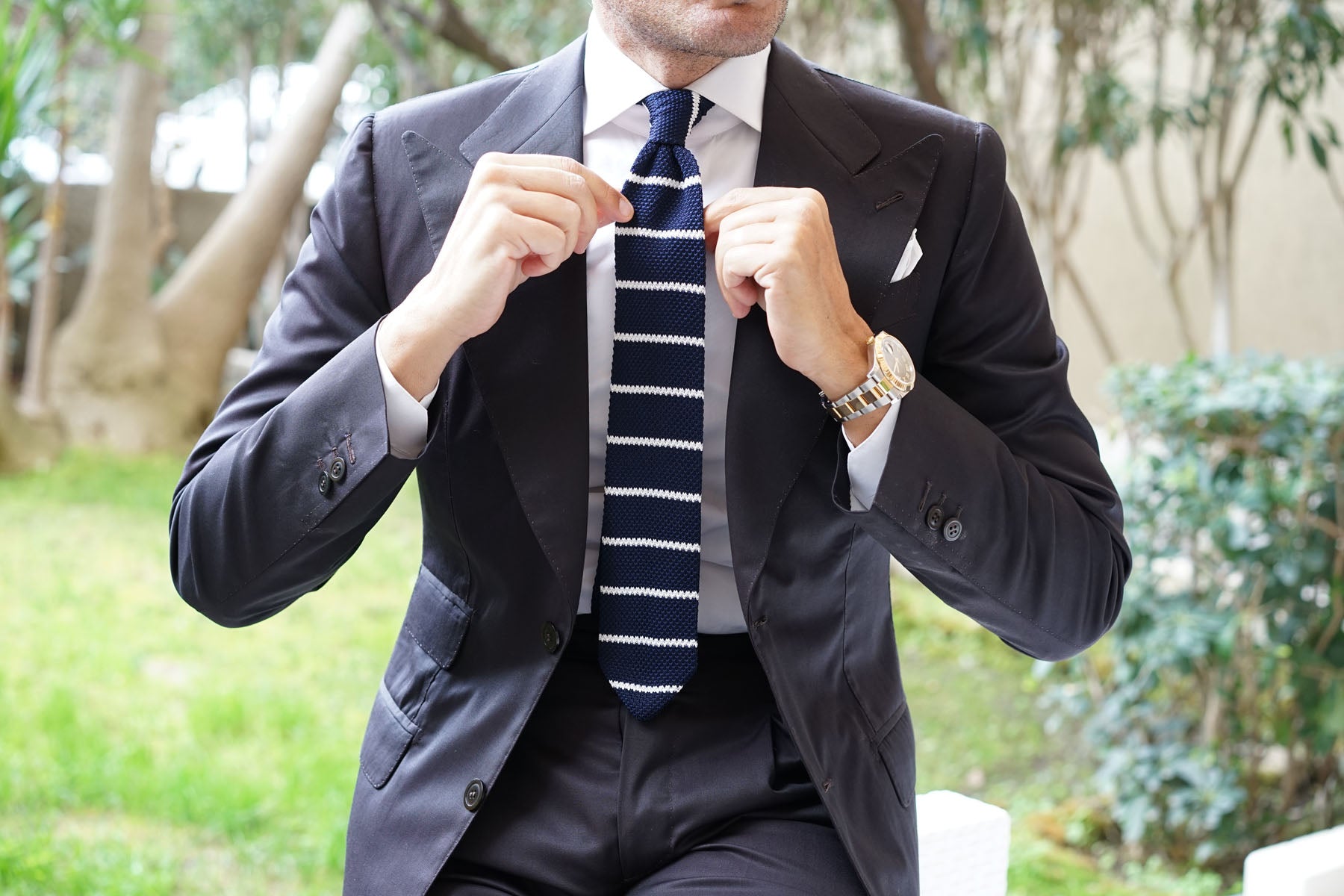 Davy Jones Striped Knitted Tie