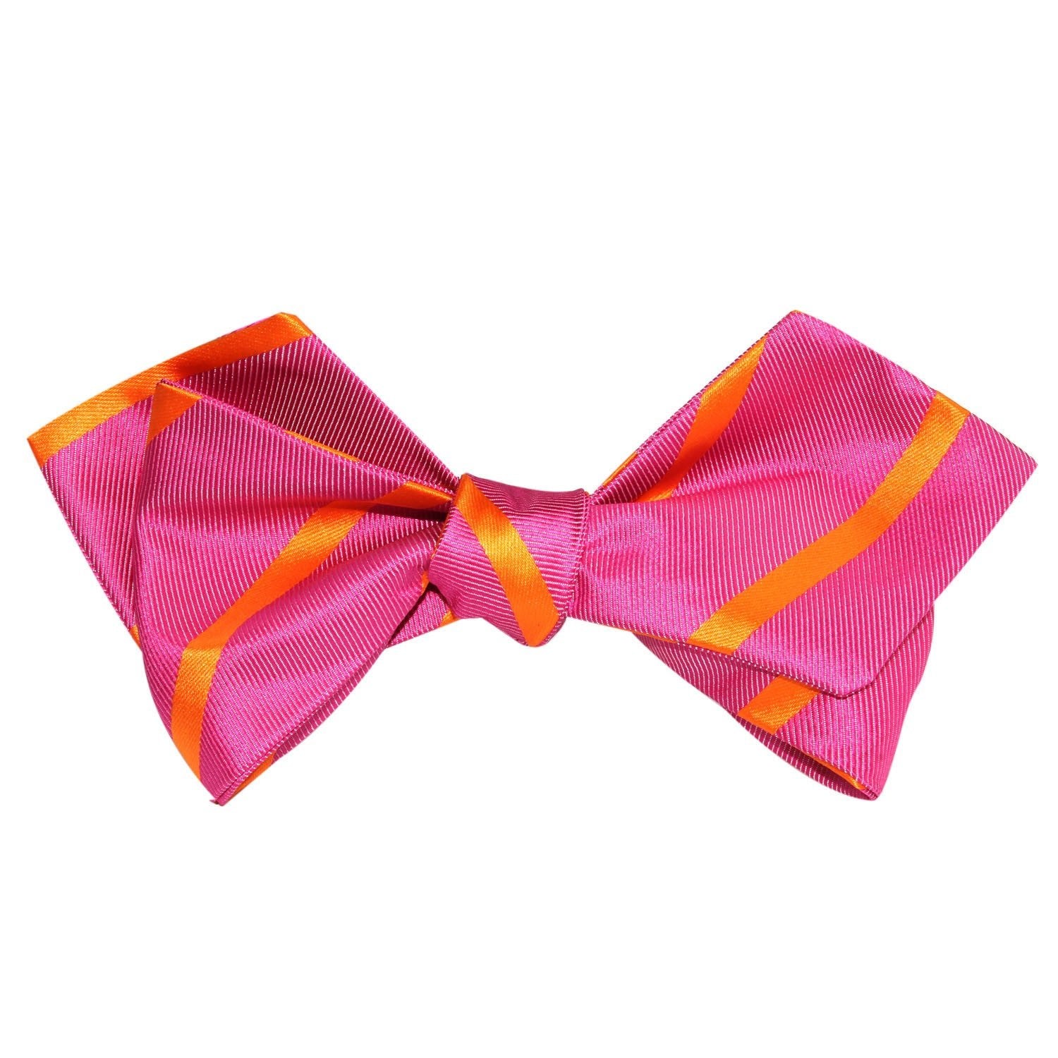 Hot Pink with Orange Diagonal Self Tie Diamond Tip Bow Tie