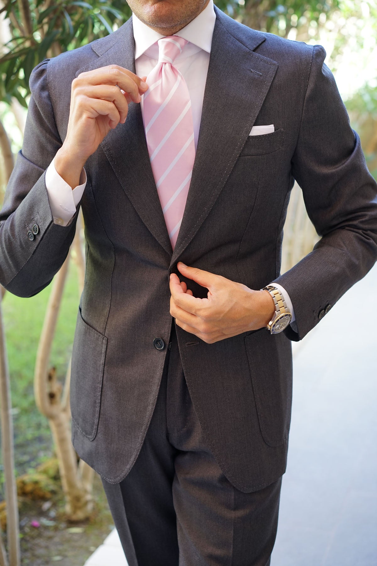 Rose Pink Striped Necktie