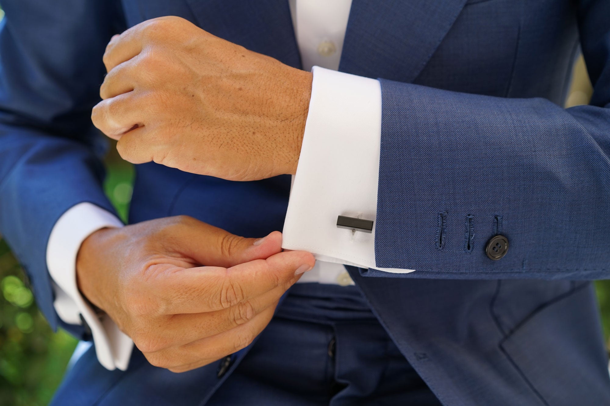 Bar Black Rectangle Cufflinks