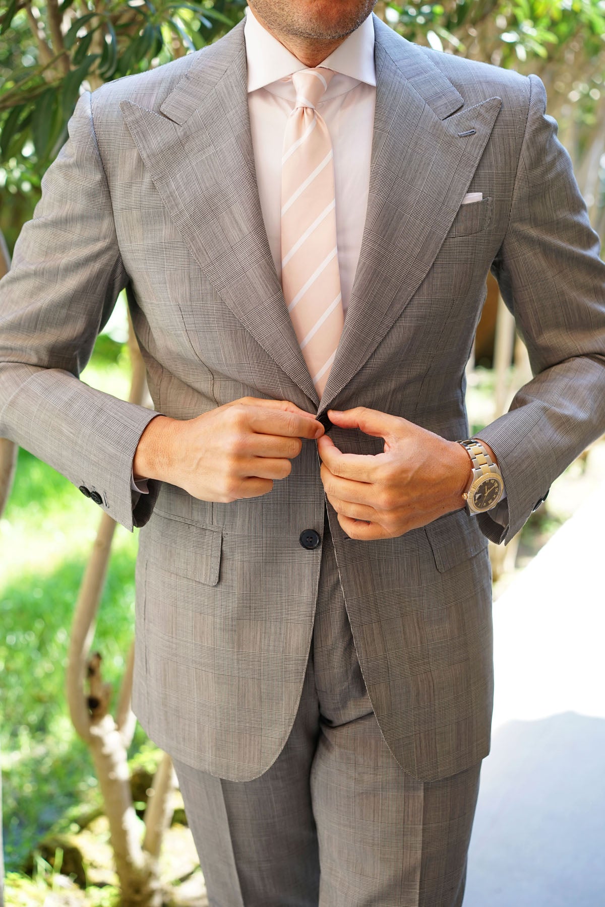 Blush Pink Striped Skinny Tie