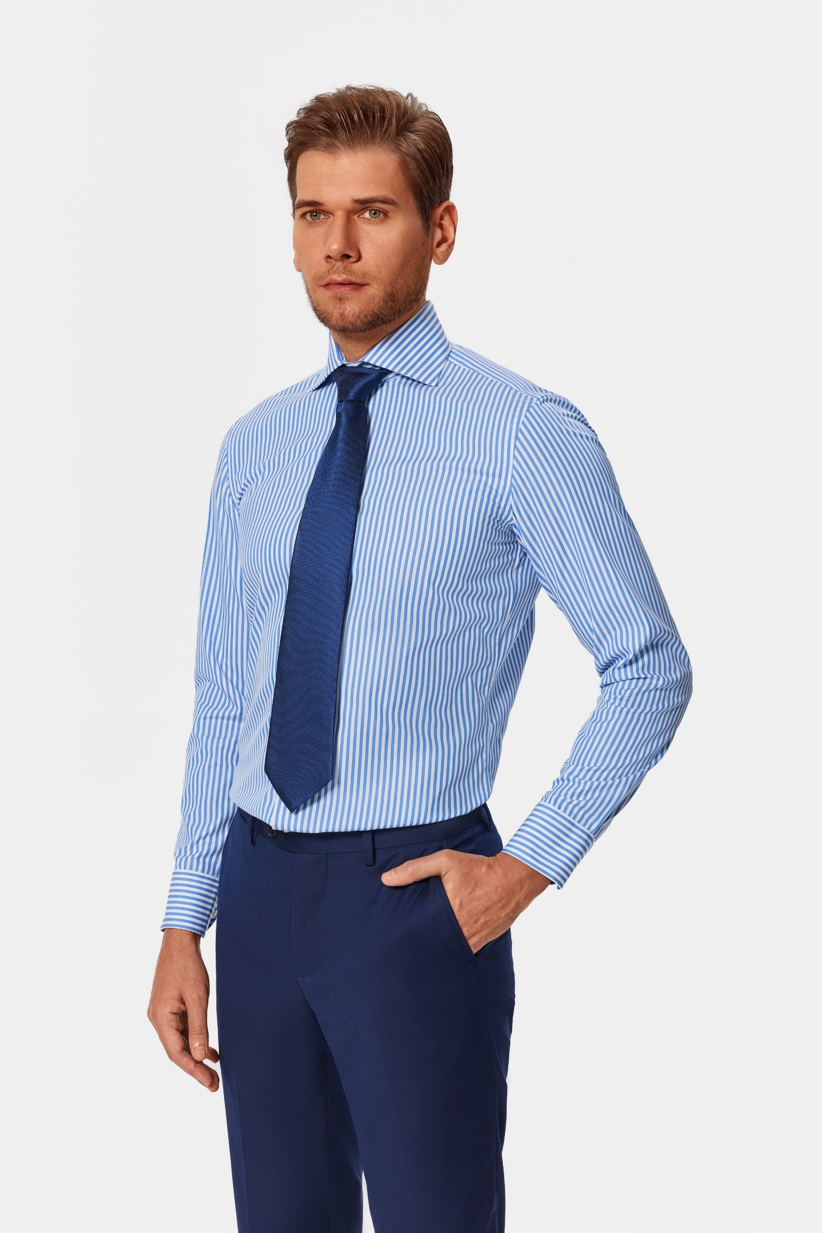 Brentley Blue Stripe Poplin Shirt