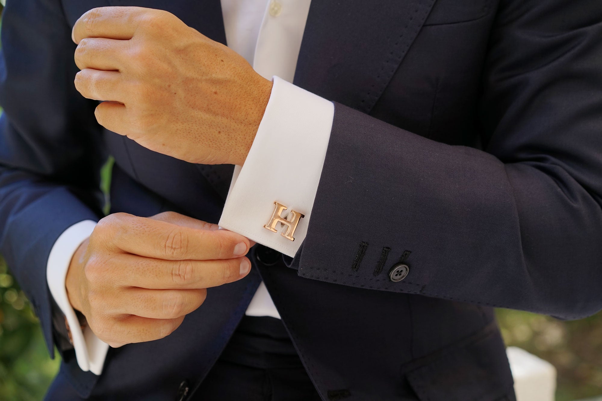 Rose Gold Letter H Cufflinks