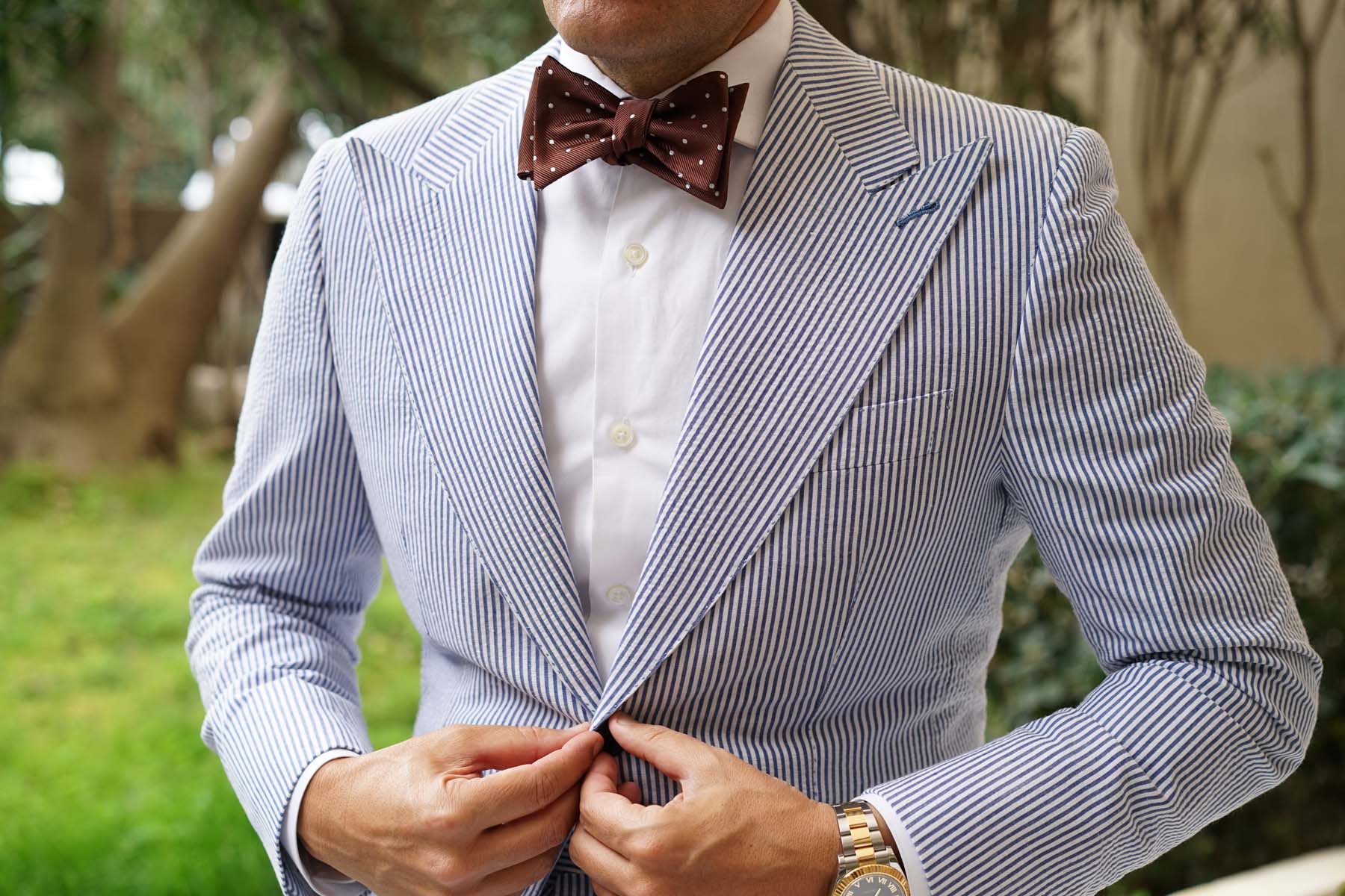 Desert Brown Polka Dots Self Bow Tie