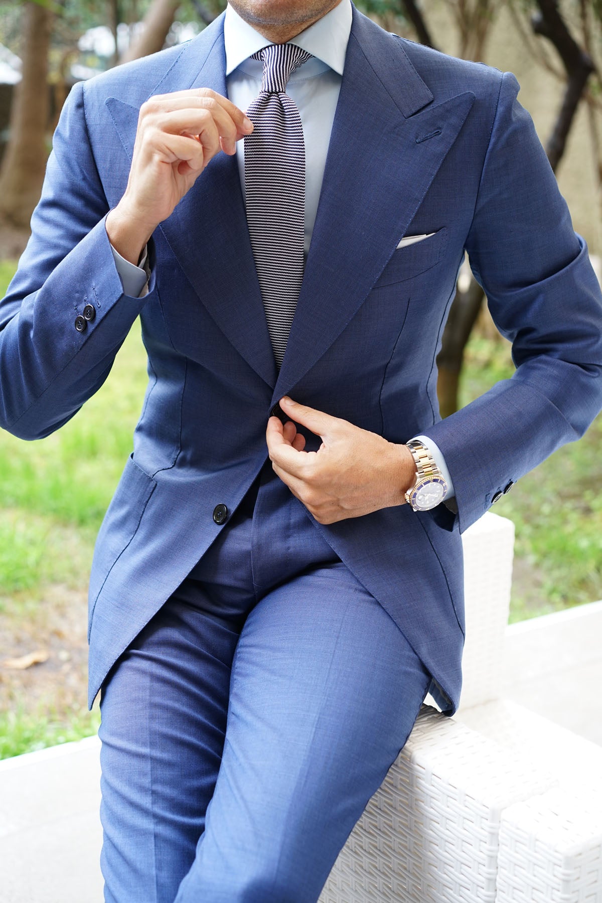 Coolidge Navy Blue Pattern Knitted Tie