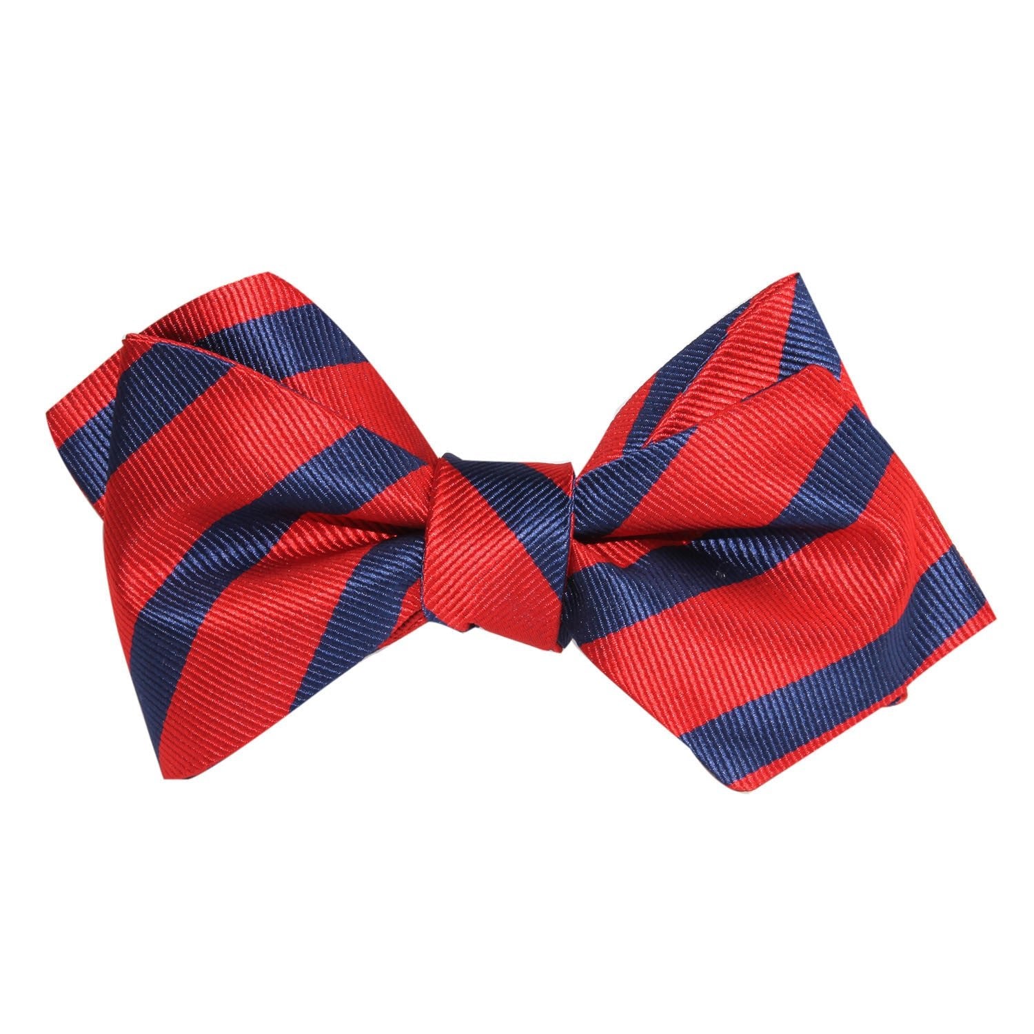 Red and Navy Blue Striped Self Tie Diamond Tip Bow Tie