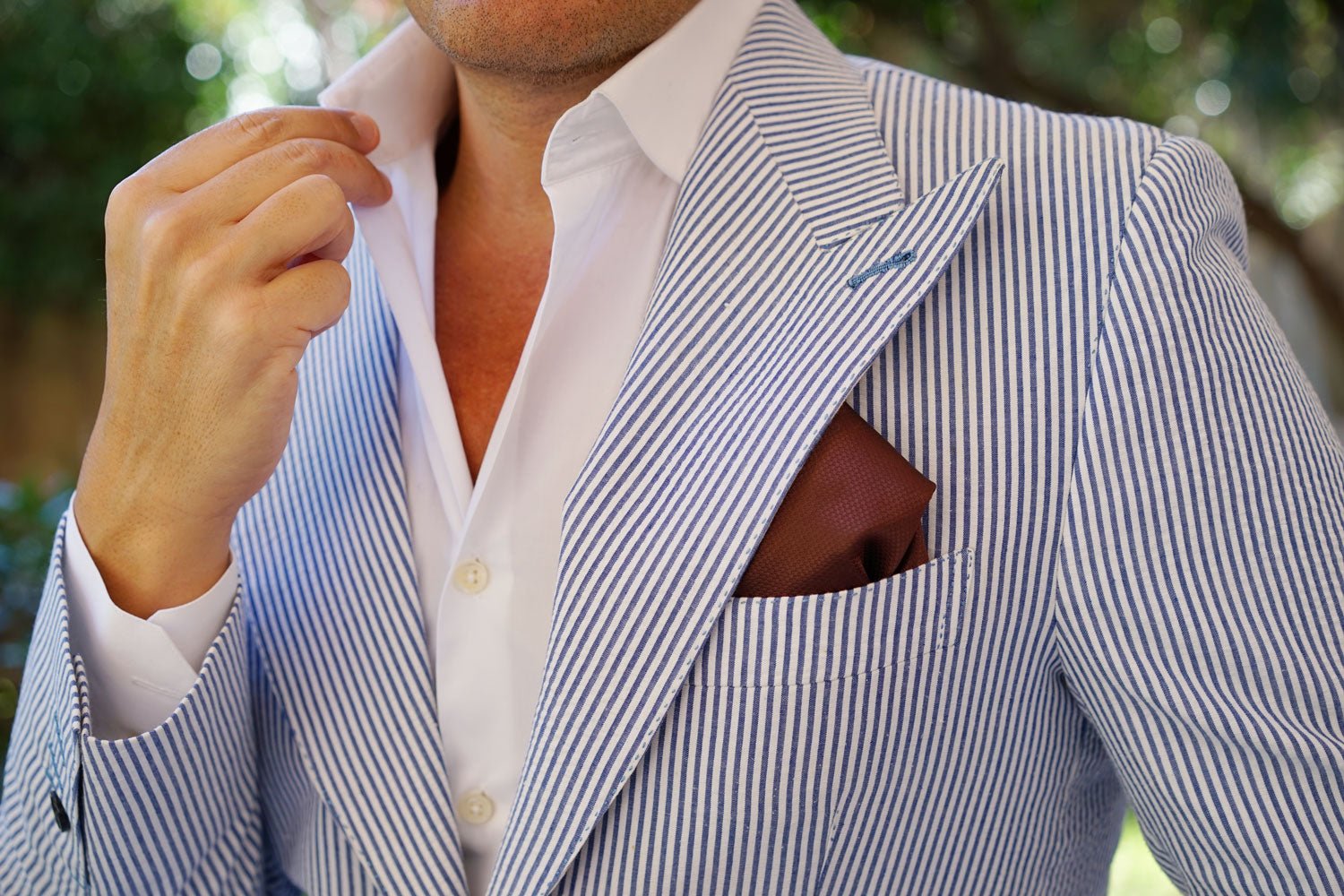 Dark Brown Basket Weave Pocket Square