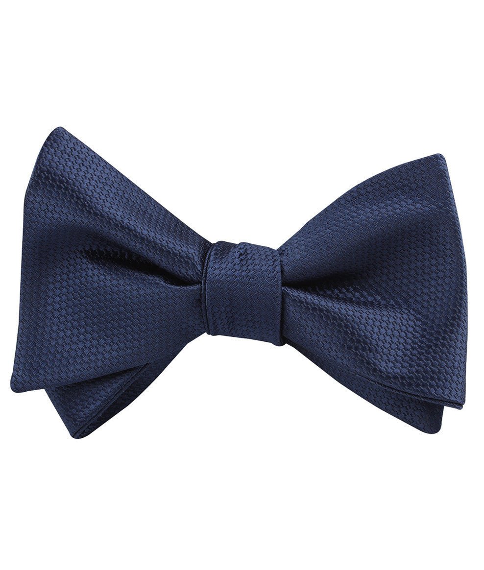 Navy Blue Basket Weave Self Bow Tie