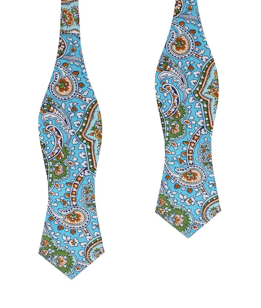 Isola Comacina Blue Paisley Diamond Self Bow Tie