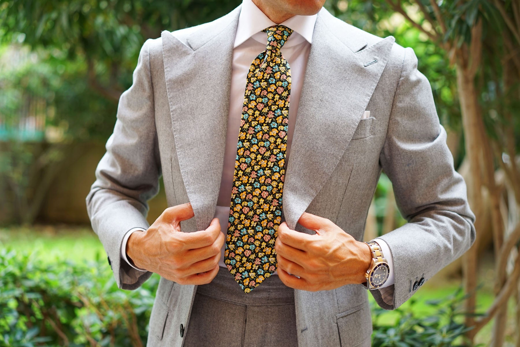 Huelva Yellow Floral Necktie