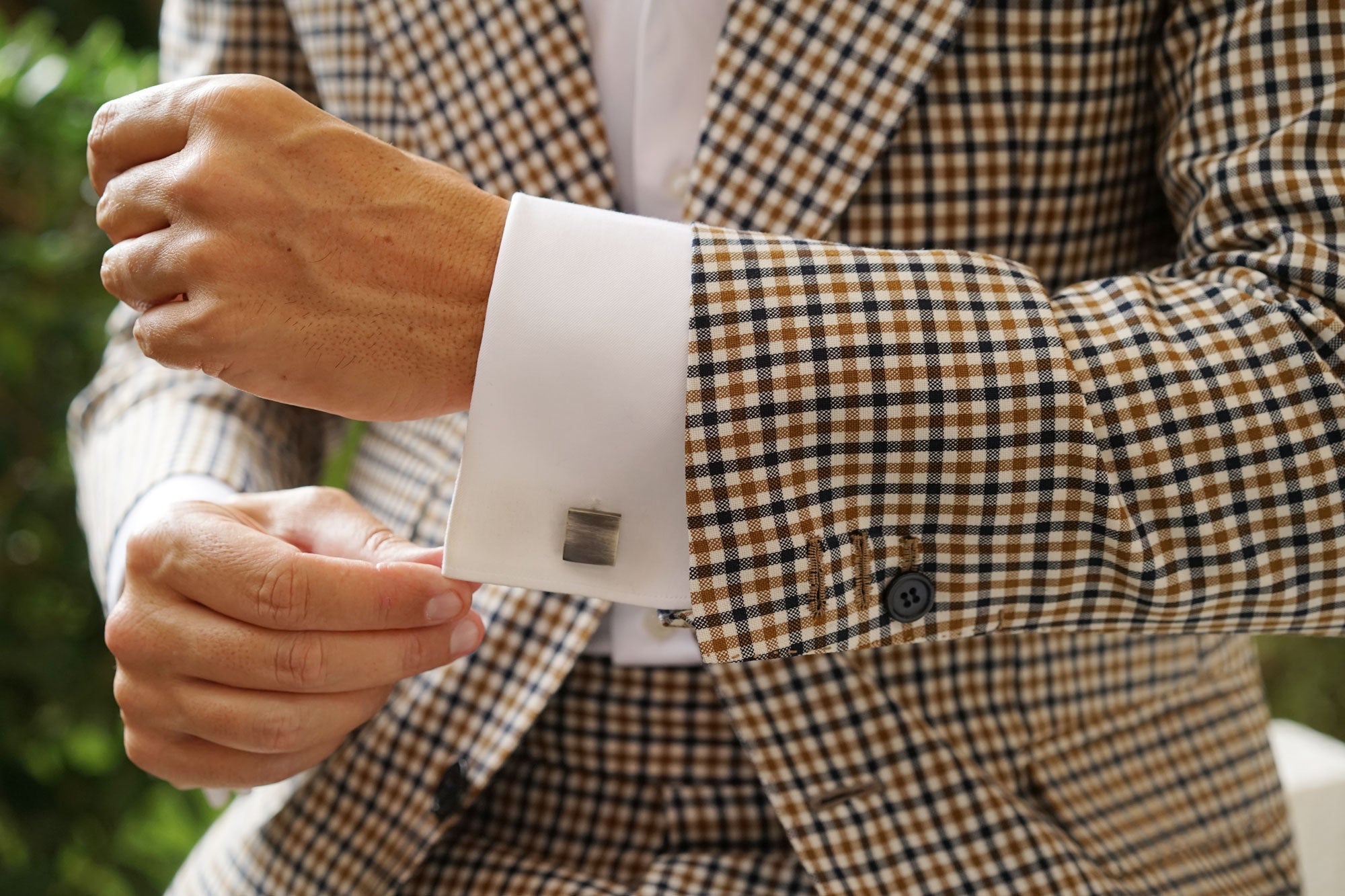 Luxor Brushed Silver Square Cufflinks