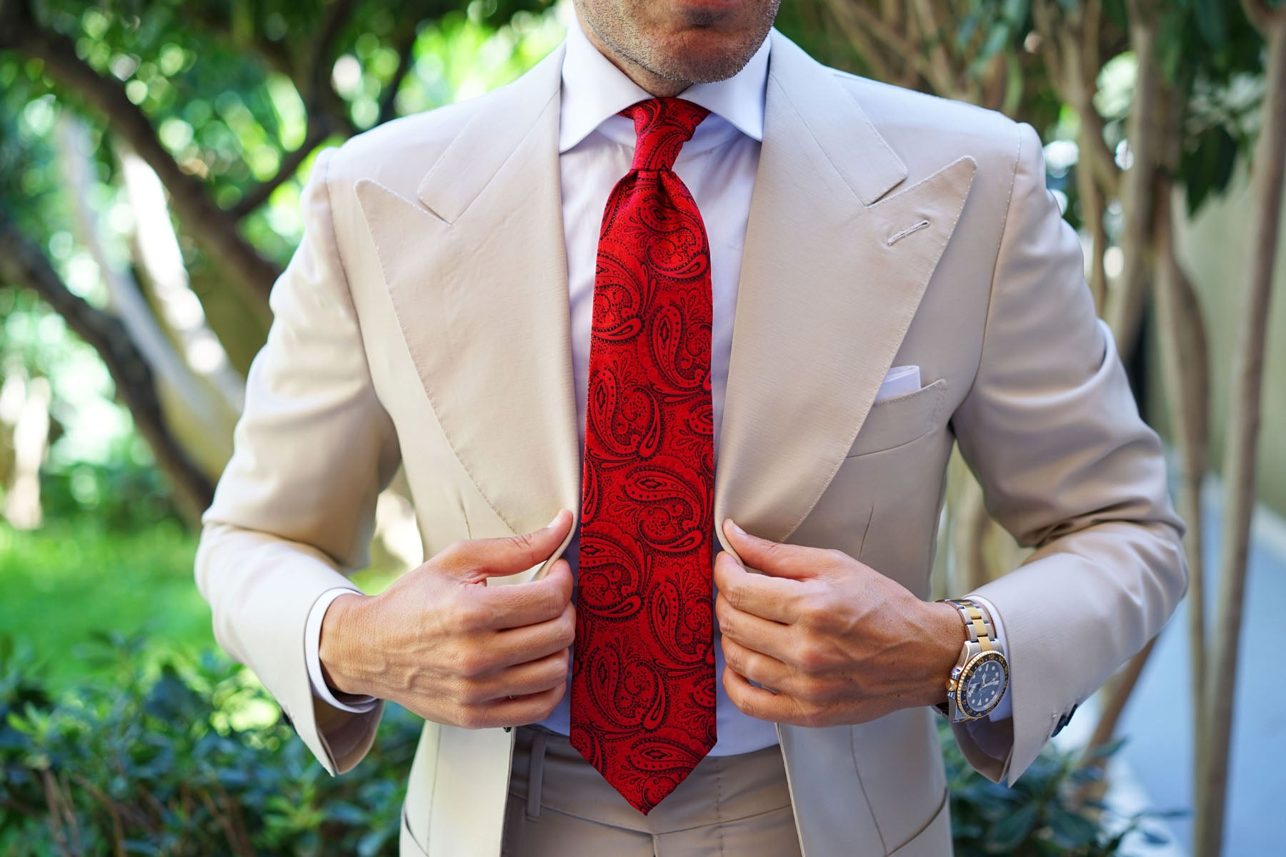 Paisley Red Maroon with Black Tie