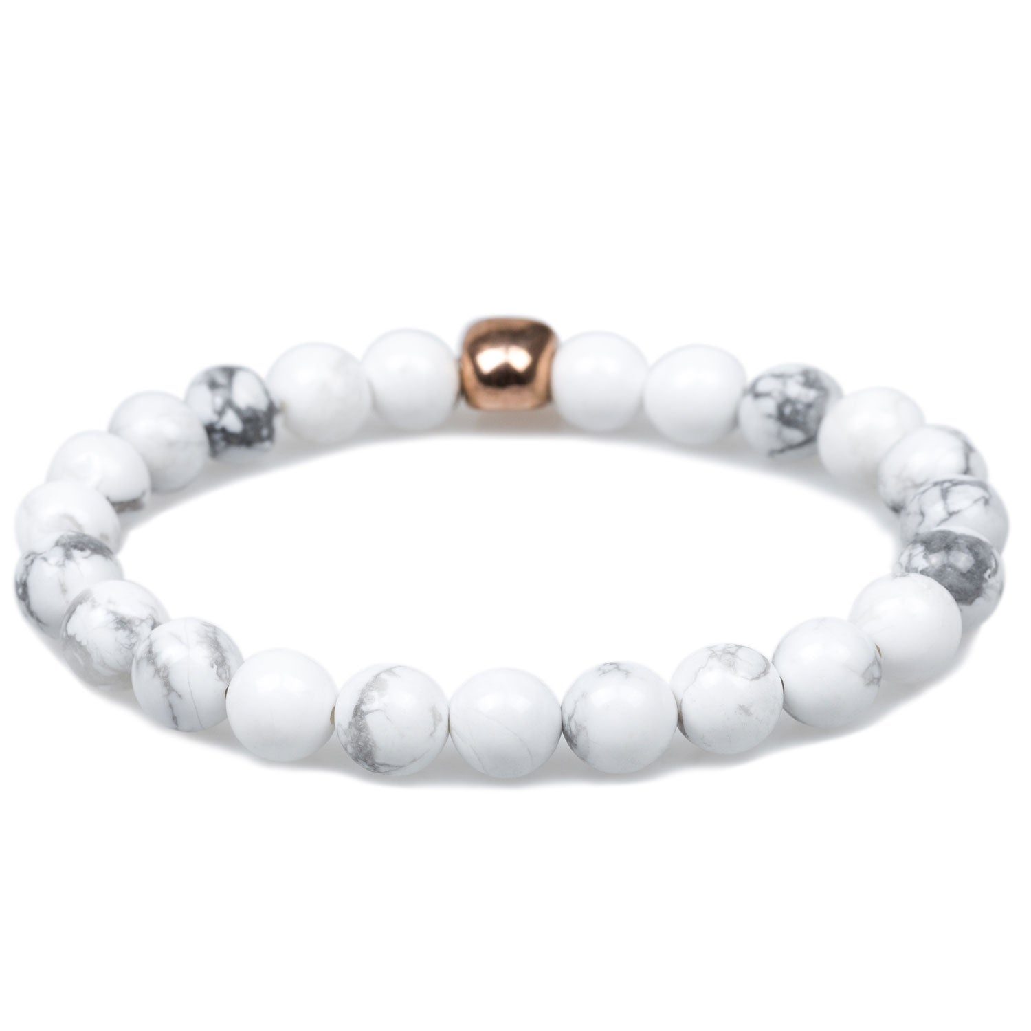 Holystone White Turquoise Rose Gold Skull Bracelet