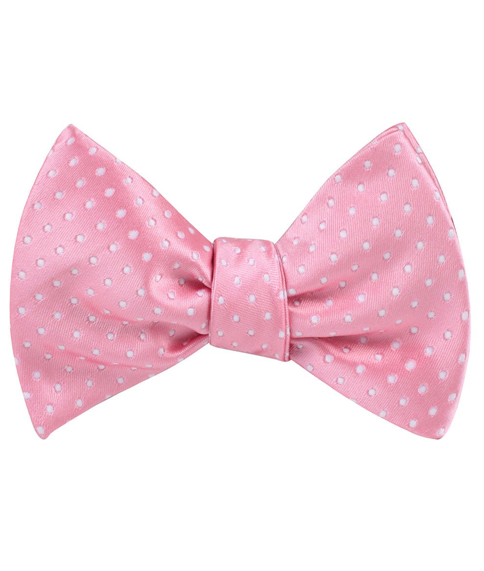 Rose Pink Mini Polka Dots Self Bow Tie