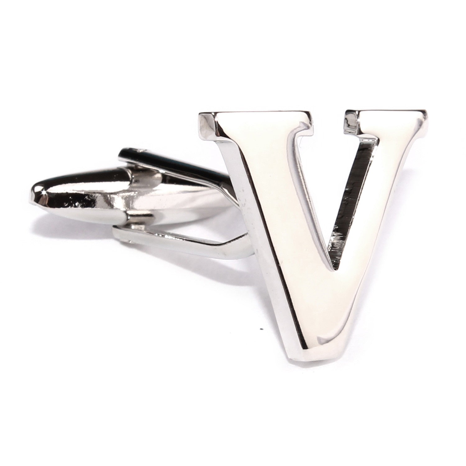 Letter V Silver Cufflinks