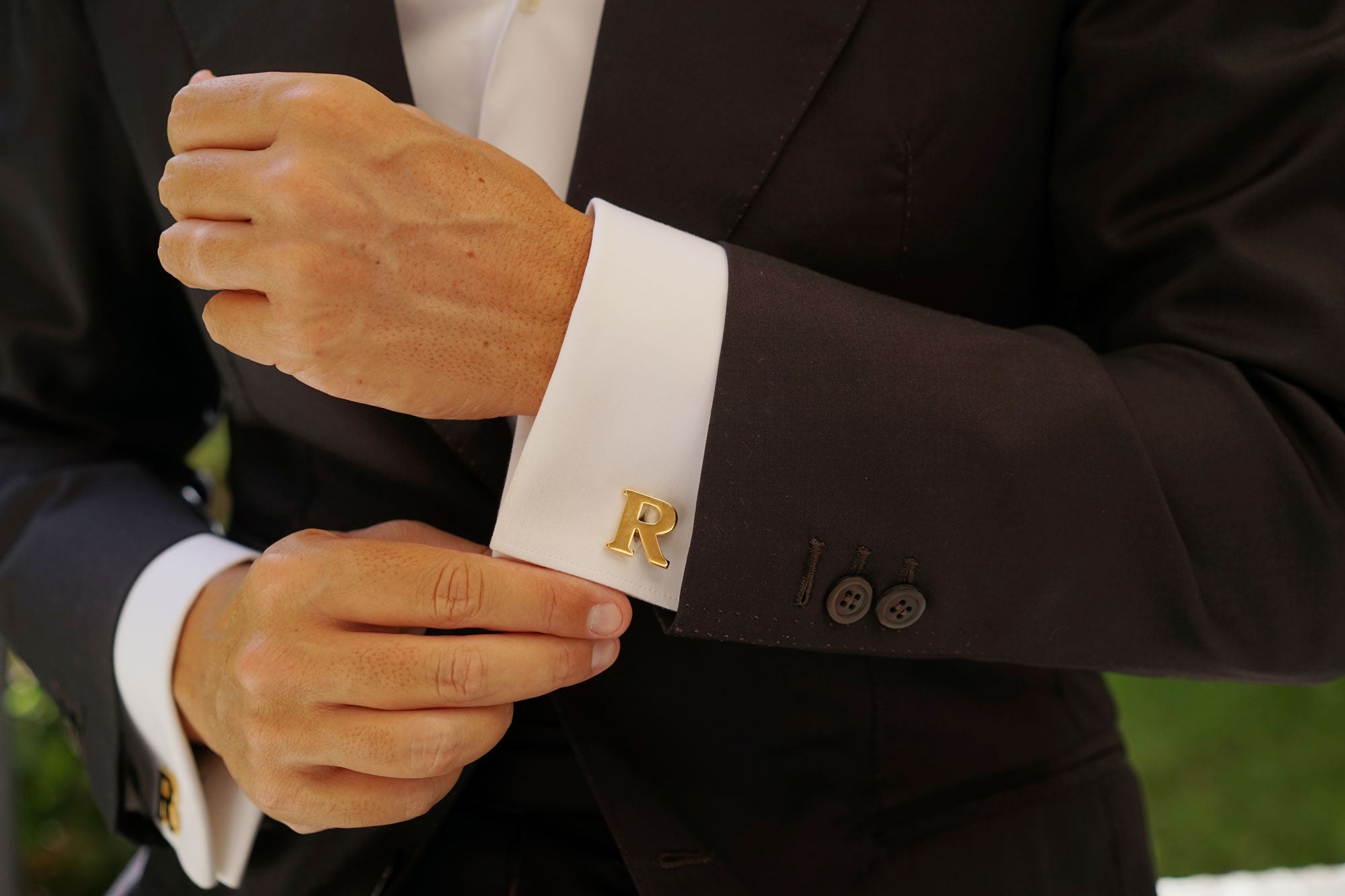 Letter R Gold Cufflinks