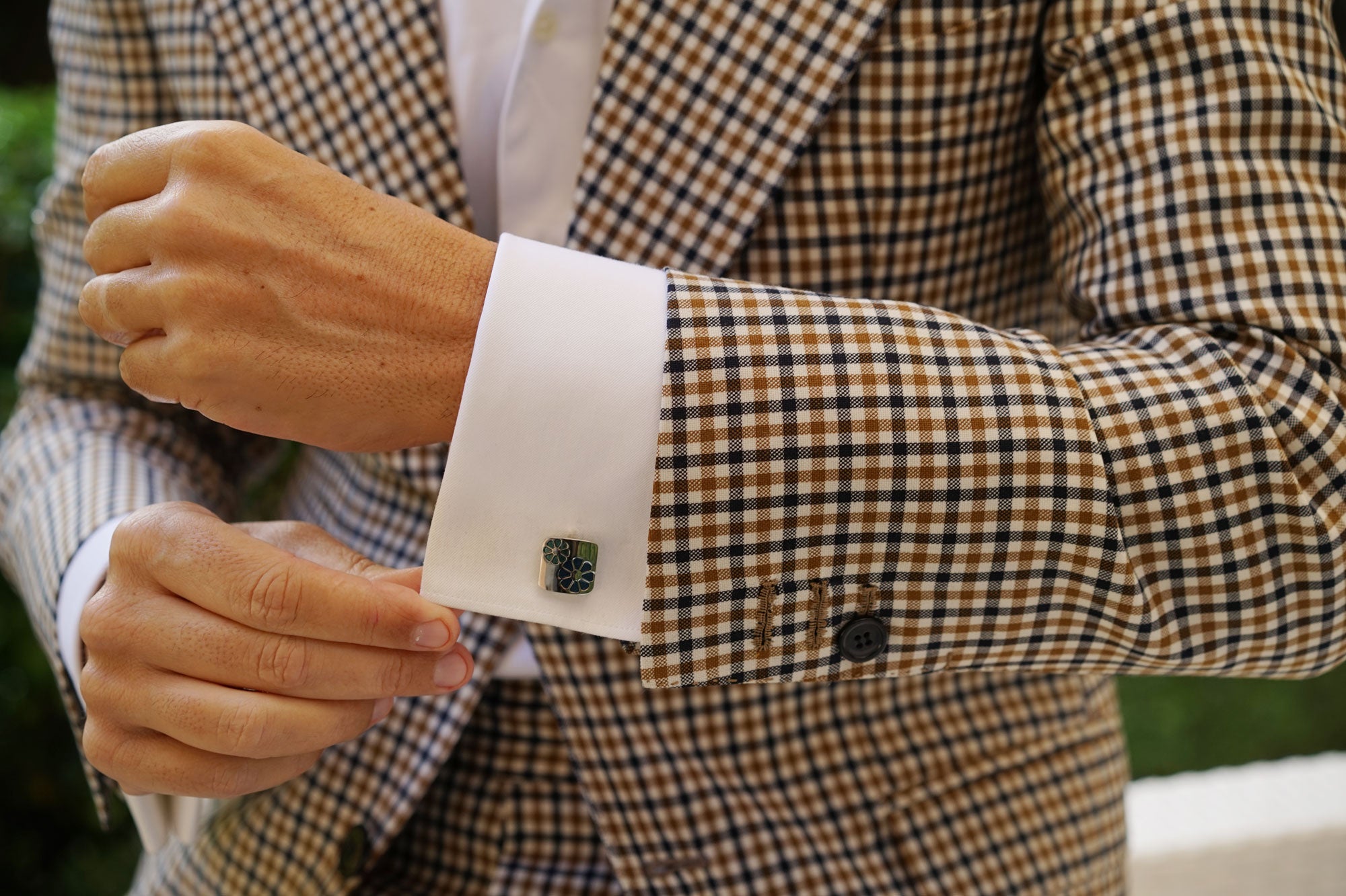 Silver with Blue Flower Cufflinks