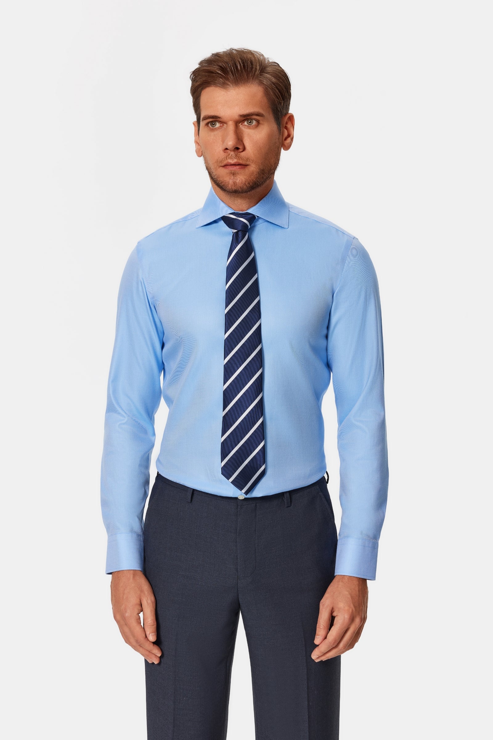 Mannheim Blue Stripe Lucious Non-Iron Shirt