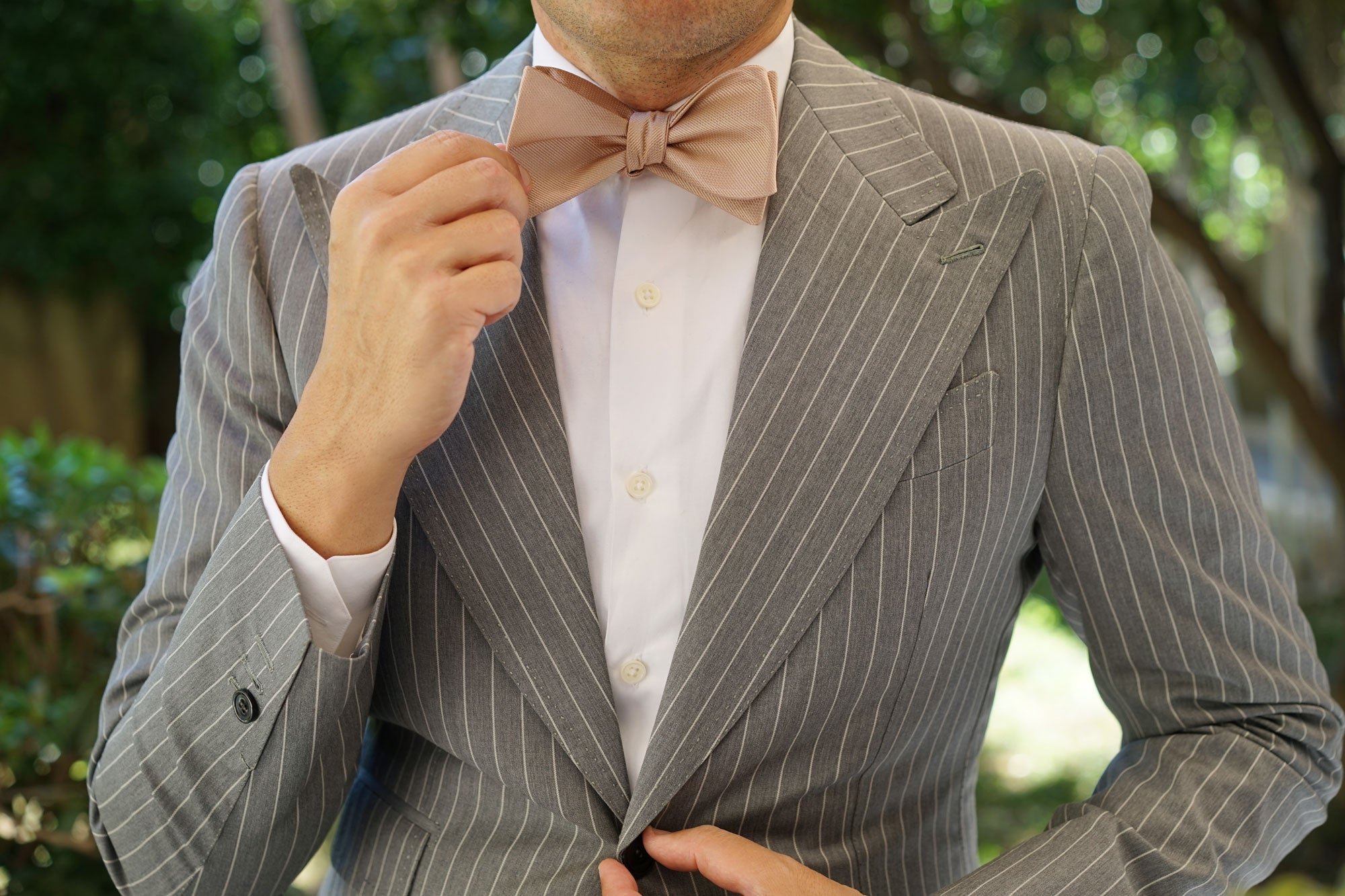 Champagne Gold Metallic Weave Self Bow Tie