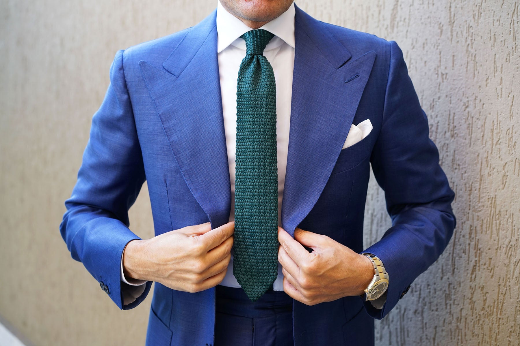 Dark Green Pointed Knitted Tie