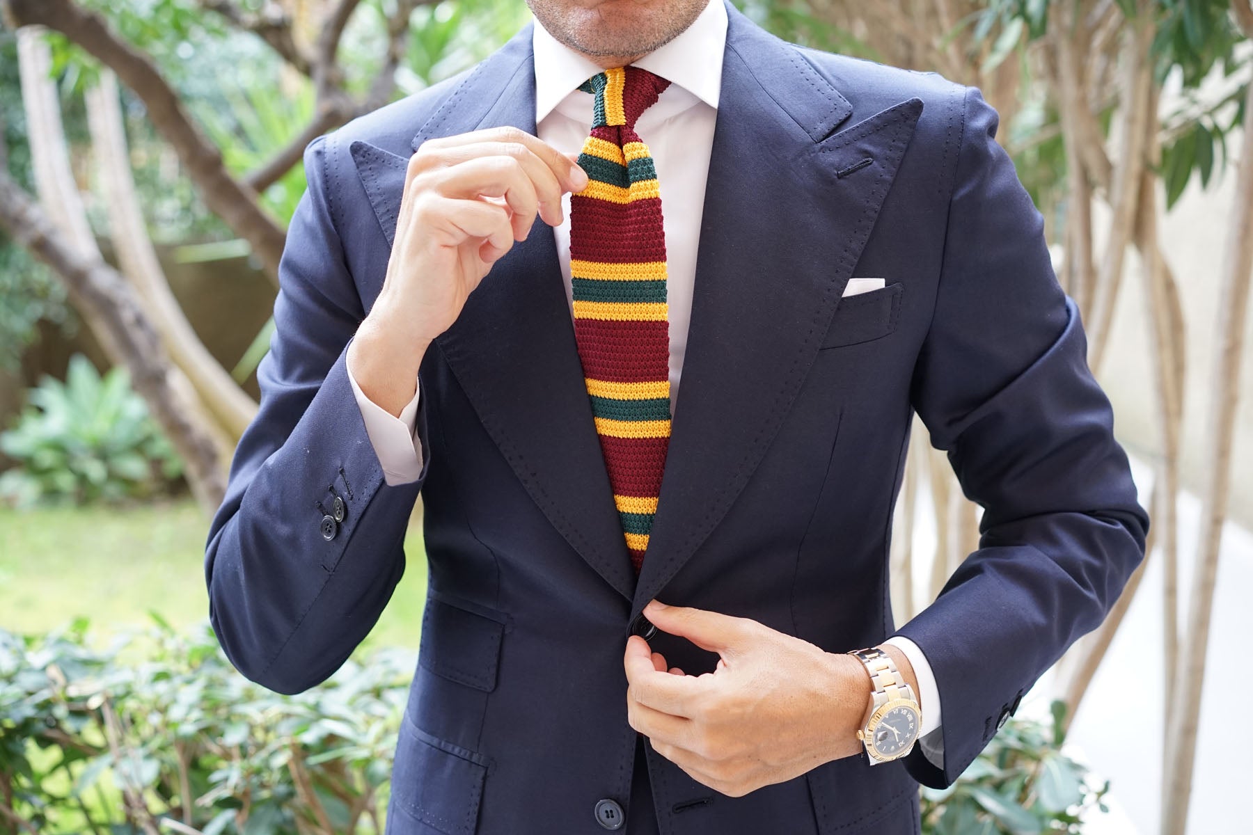 Gable Maroon Striped Knitted Tie