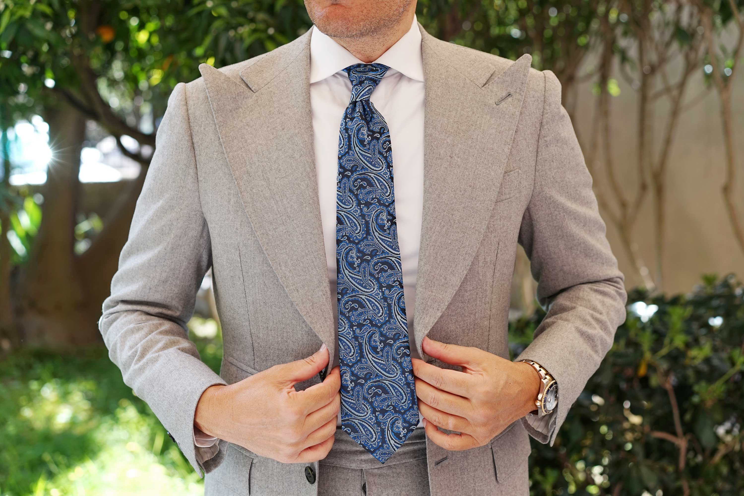 Paisley Black and Blue Tie