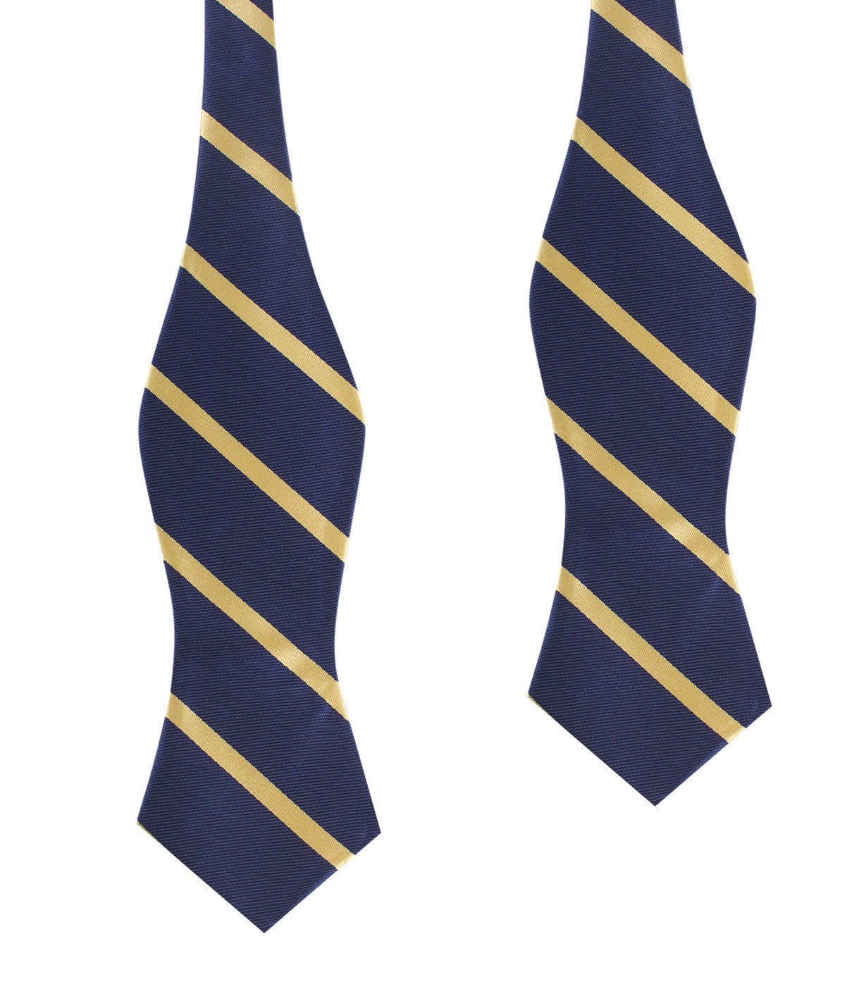 Navy Blue with Yellow Stripes Self Tie Diamond Tip Bow Tie